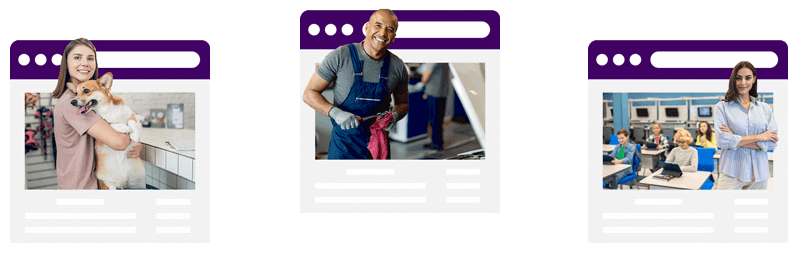 Uma imagem de uma coleção de diferentes sites de vários profissionais diferentes.