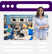 Uma imagem ilustrativa de um site de uma professora ou instrutora de cursos.